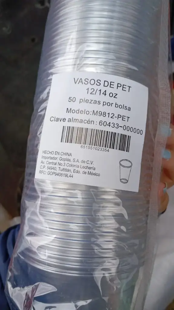 Vasos de pet de 12 y 14 onzas 50 pz, goplas, paquete