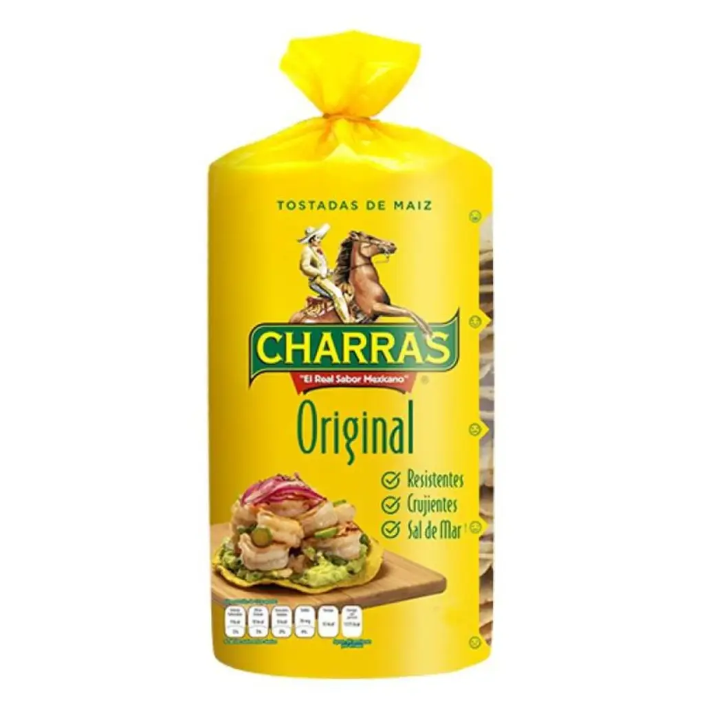 Tostadas amarillas 280g, charras, paquete