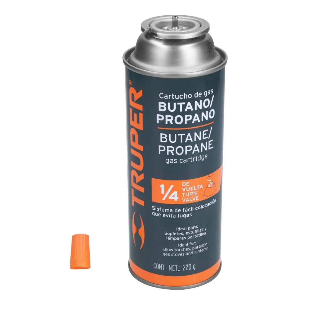 Tanque de gas butano lata 220grs, truper, pieza