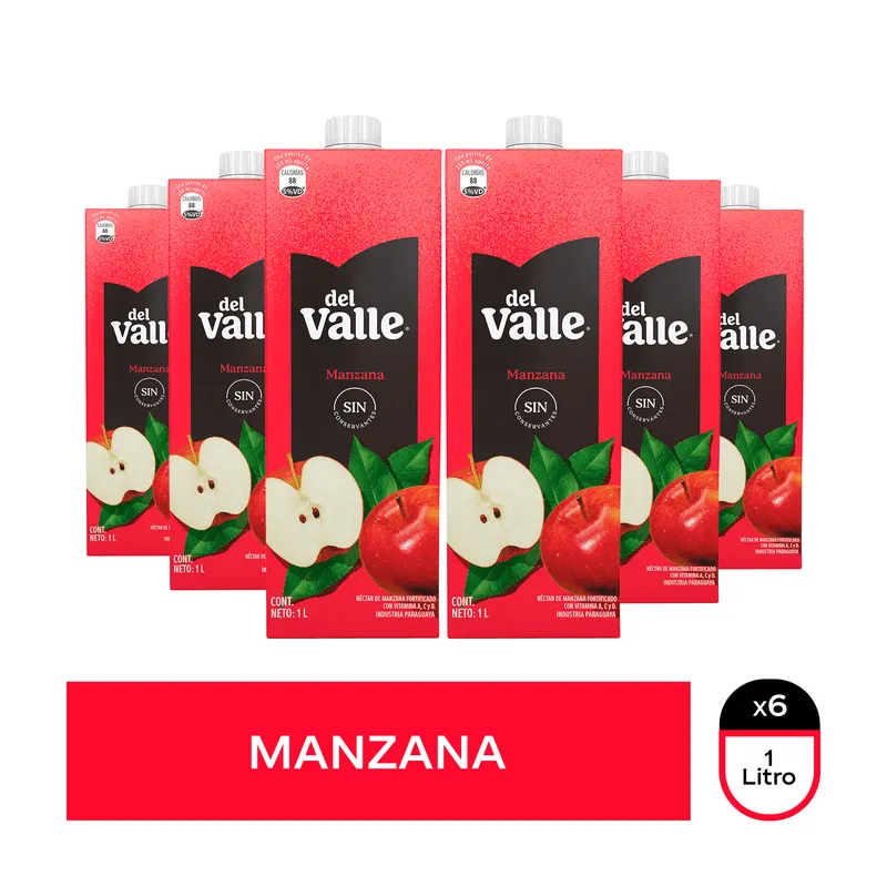 Nectar de manzana 6 pz, del valle, paquete