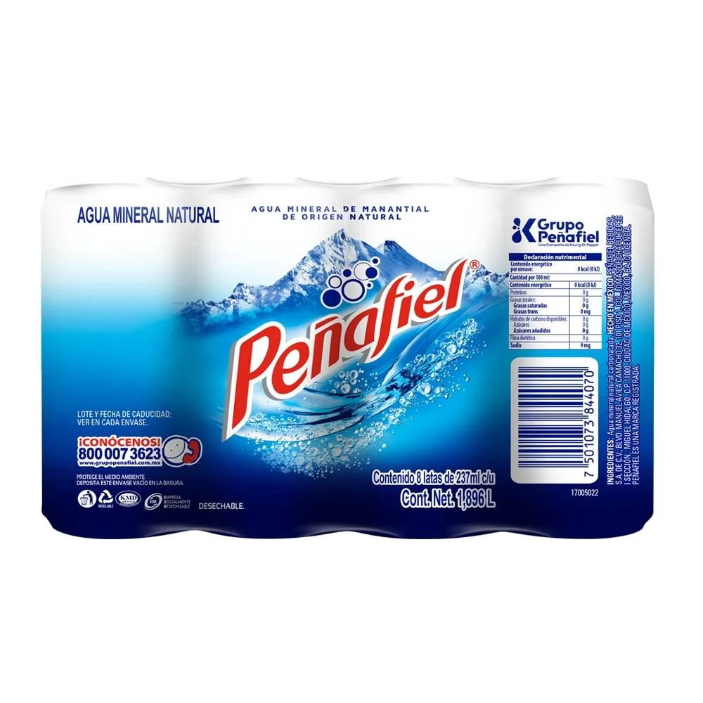 Agua mineral peñafiel de 235 ml, 12 pack, caja