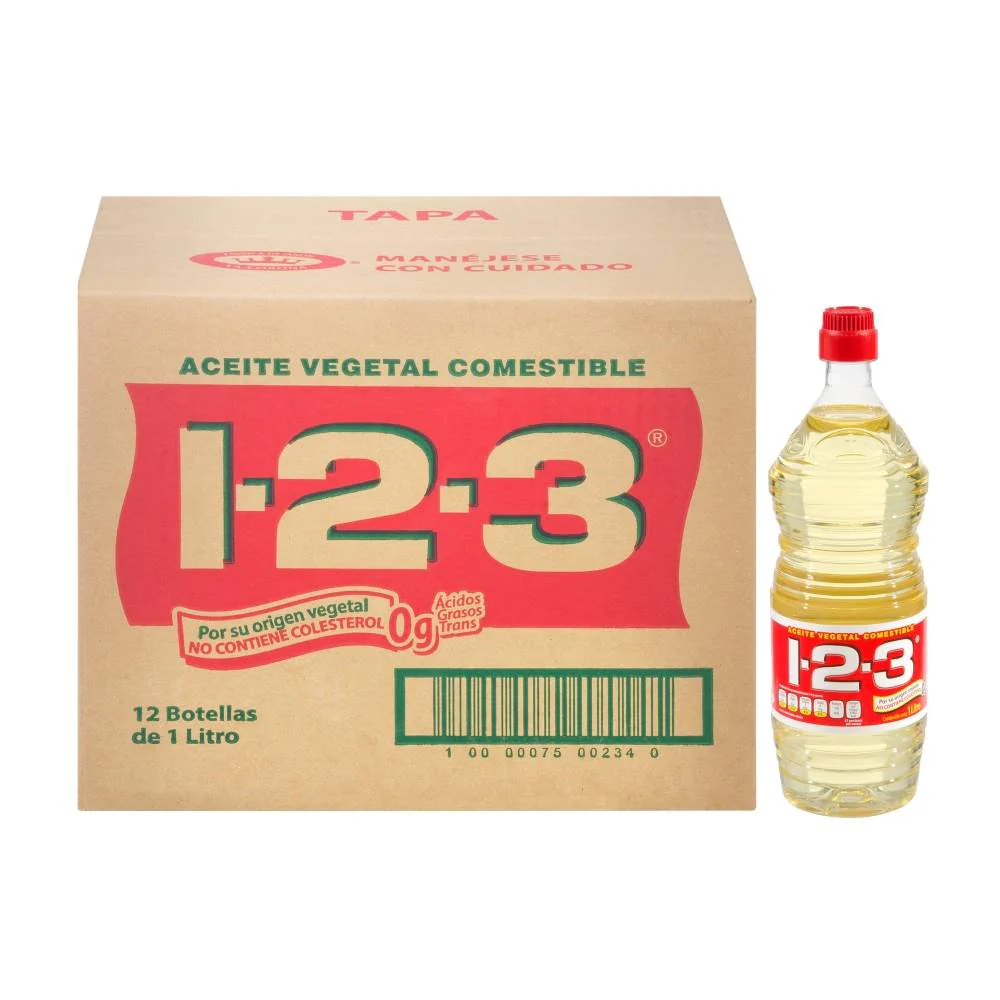 Aceite vegetal de litro 12 pz, 123, caja