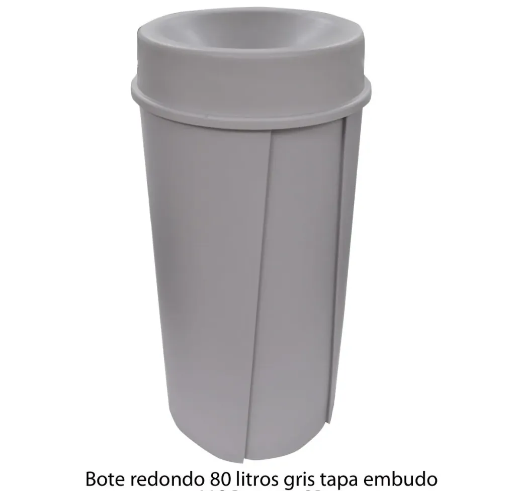 Bote basura redondo con tapa embudo 80l, sablon