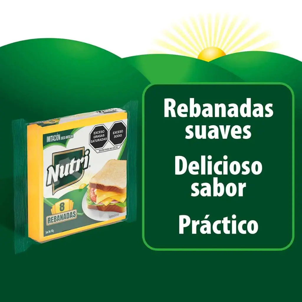 Queso americano imitacion 140 g, nutrideli, pieza