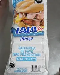 Salchicha de pavo frankfurt 2.2 kg, lala, pieza