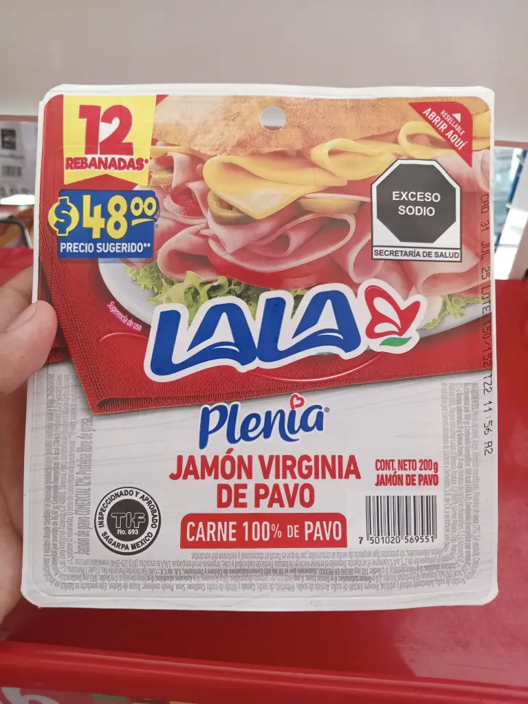 Jamon de pavo virginia 200g, lala, pieza