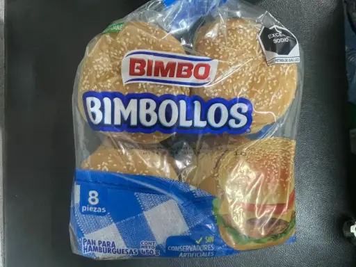 [180A] Pan para hamburguesa 450 gr 8 pz, bimbollo bimbo, bolsa