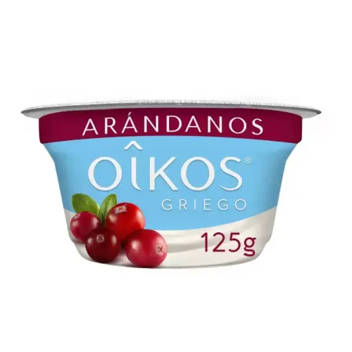 [1144] Yogurt oikos arándanos de 125 gr, 8 piezas, caja