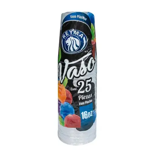 [1600] Vasos plastico #16 de 25 pz, reyma, paquete