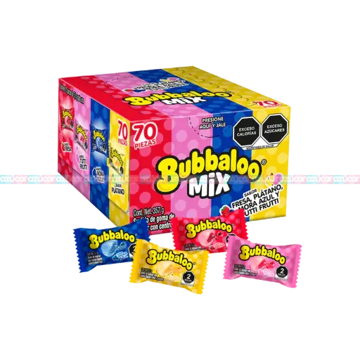 [2001] Chicle mix 70 pz, bubbaloo, caja
