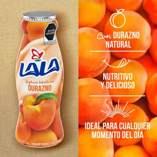 [511A] Yogurt bebible sabor durazno 220 gr, lala,pz 