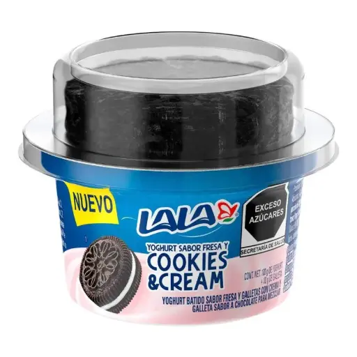 Yogurt sabor fresa con cookies and cream 100 gr, lala, pz 